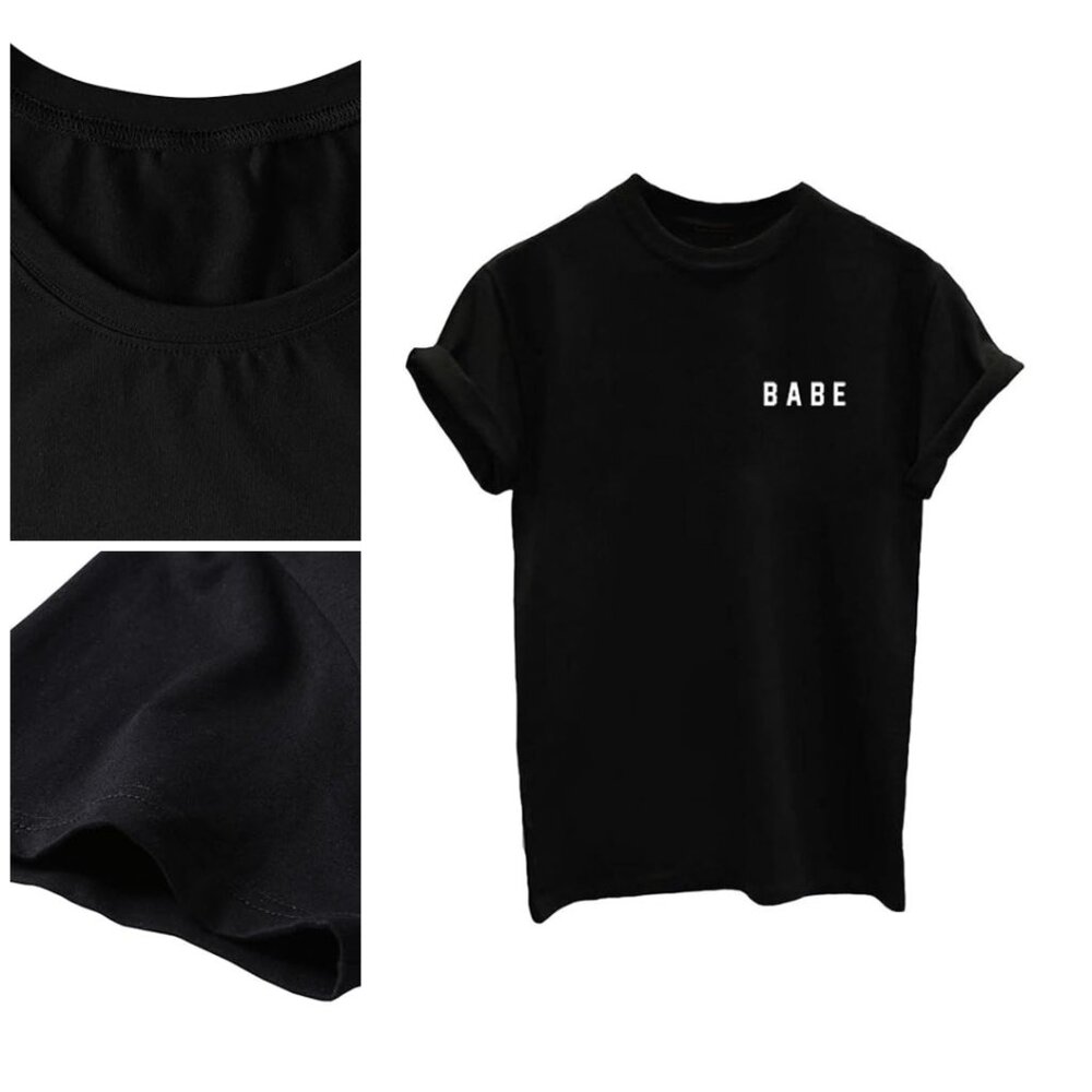 Funny Letter BABE O Neck Women T Shirt Summer Top